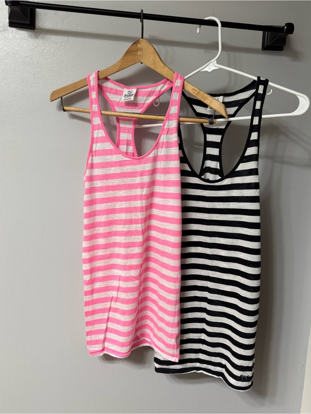(2) Victoria’s Secret PINK Striped Racerback Tank Top Set Bundle Lot